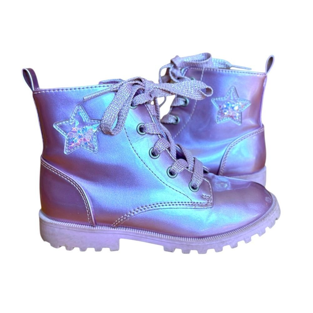 Harper Canyon Iridescent Star Lace Up Boots Pink Purple Girls Size 11